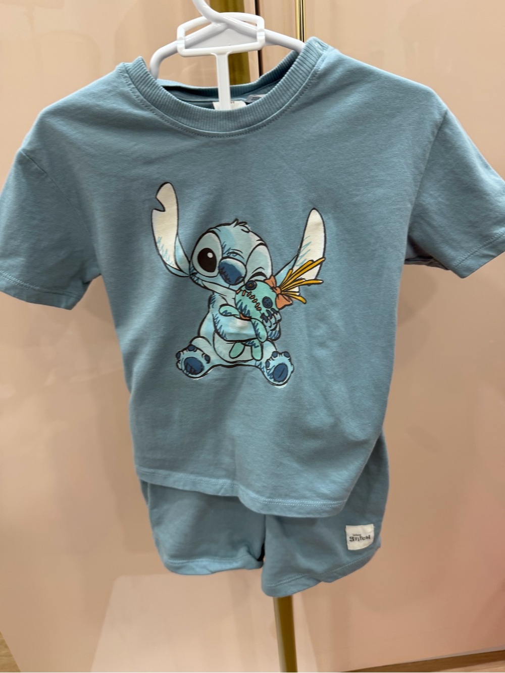 H&M Light Blue Kids Matching Set with Stitch Graphic